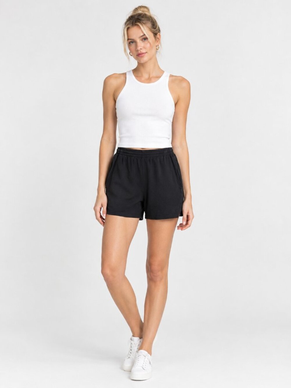 2/$30 Amazon Essentials Elastic Waist Pullon Short Hip Pockets Black XXL #A4698